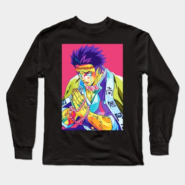 Gyomei Himejima Wpap Pop Art Long Sleeve T-Shirt by Zet Art